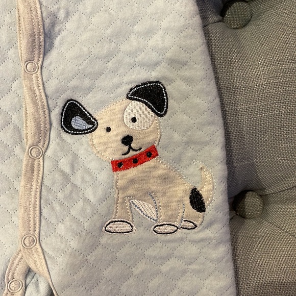 0-3M Baby Boy Light Blue Dog Footies - Picture 2 of 4
